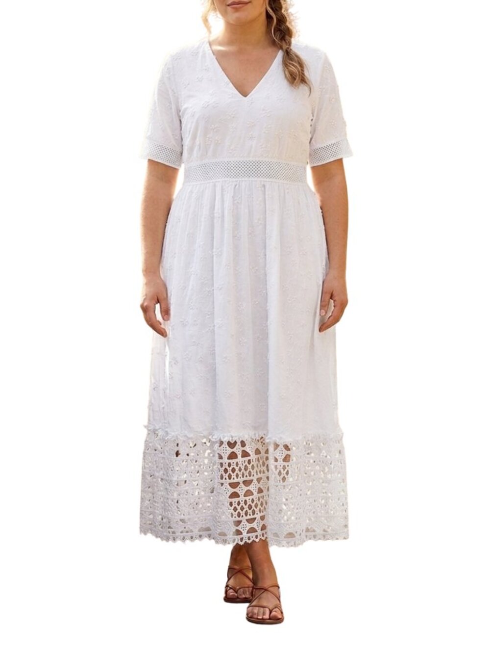 Boston Proper Eyelet Embroidered Maxi Dress XL White Wedding Guest Cottagecore